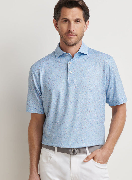 Day Of The Dead Performance Jersey Polo in Cottage Blue by Peter Millar