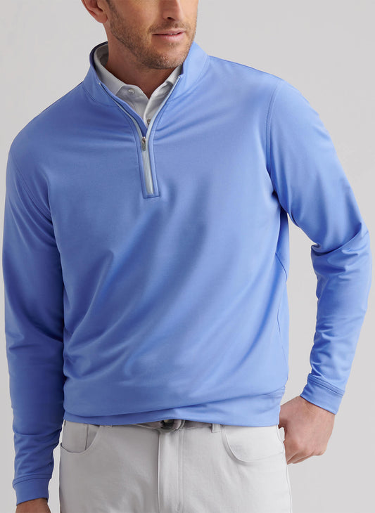 Perth Mélange Performance Quarter-Zip in Seaside Blue by Peter Millar