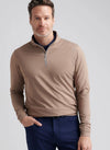 Perth Mélange Performance Quarter-Zip in Poplar Brown by Peter Millar