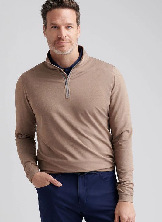 Perth Mélange Performance Quarter-Zip in Poplar Brown by Peter Millar