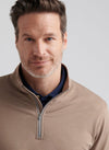 Perth Mélange Performance Quarter-Zip in Poplar Brown by Peter Millar