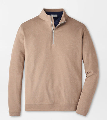 Perth Mélange Performance Quarter-Zip in Poplar Brown by Peter Millar