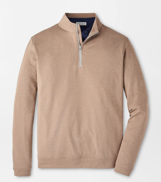 Perth Mélange Performance Quarter-Zip in Poplar Brown by Peter Millar