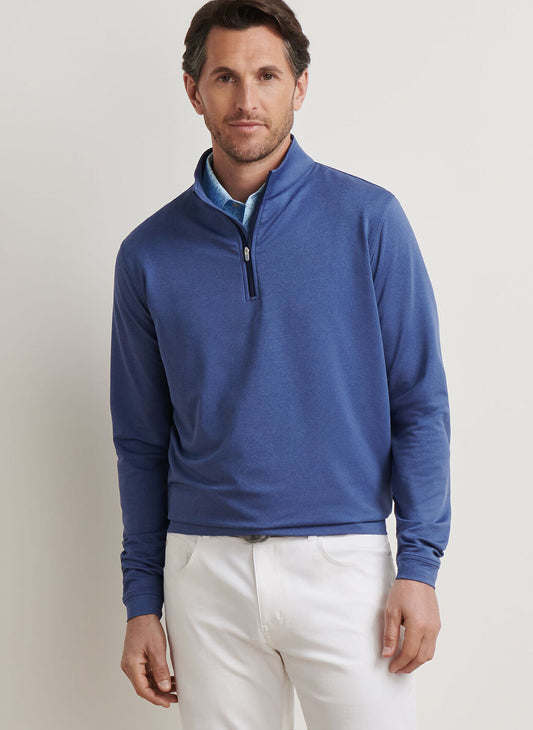 Perth Mélange Performance Quarter-Zip in Sport Navy by Peter Millar