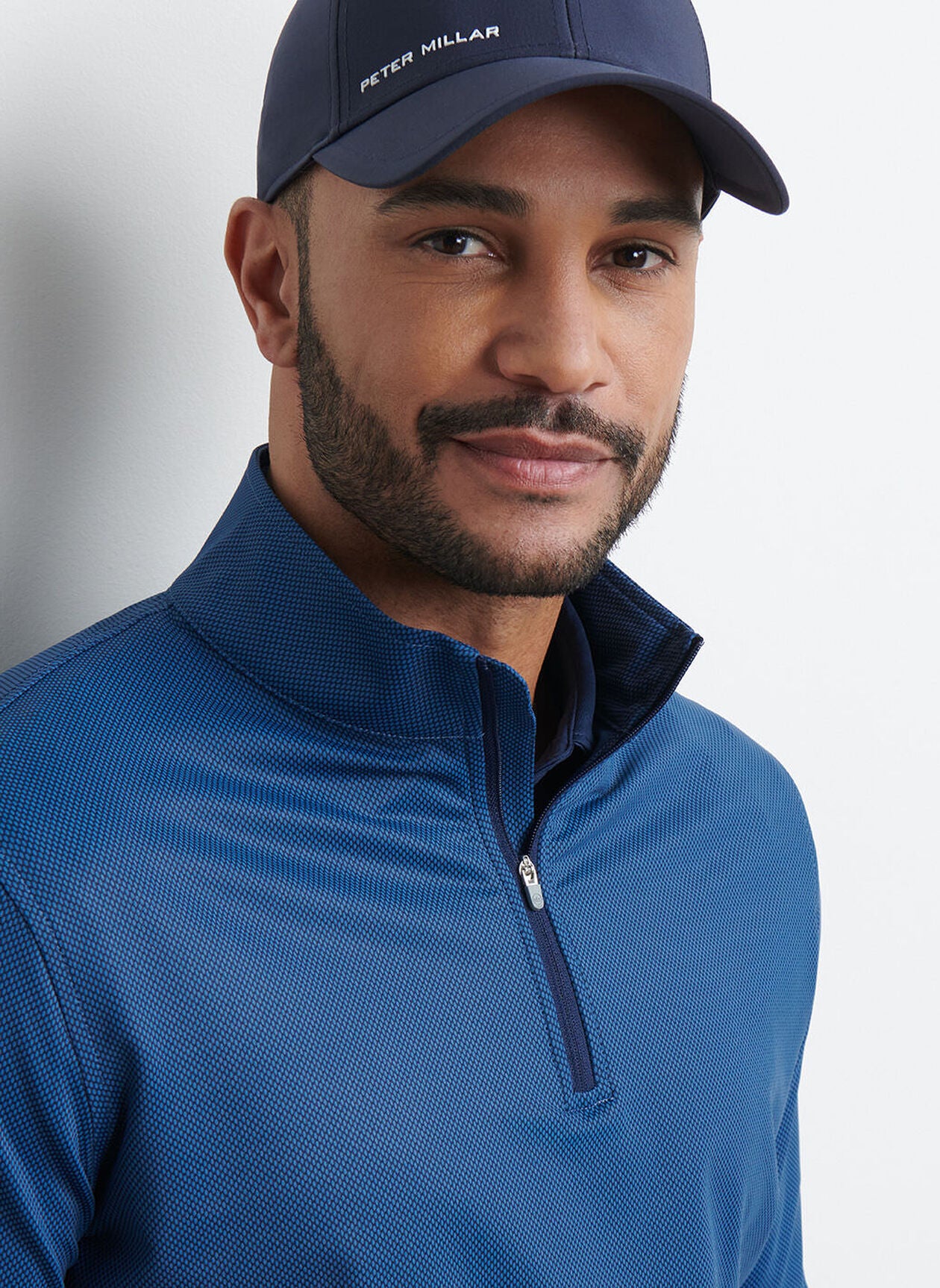 Perth Birdseye Performance Quarter-Zip in Blue Haze by Peter