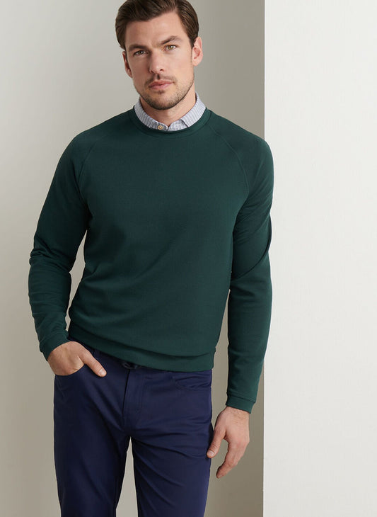 Cradle Pique Performance Crewneck Sweater in Nordic Pine by Peter Millar