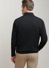 Autumn Crest Suede Trim Quarter-Zip in Black by Peter Millar