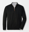 Autumn Crest Suede Trim Quarter-Zip in Black by Peter Millar