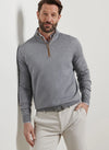 Autumn Crest Suede Trim Quarter-Zip in British Grey by Peter Millar