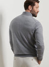 Autumn Crest Suede Trim Quarter-Zip in British Grey by Peter Millar