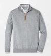 Autumn Crest Suede Trim Quarter-Zip in British Grey by Peter Millar