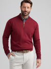 Autumn Crest Suede Trim Quarter-Zip in Brick Red by Peter Millar