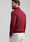 Autumn Crest Suede Trim Quarter-Zip in Brick Red by Peter Millar