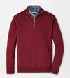 Autumn Crest Suede Trim Quarter-Zip in Brick Red by Peter Millar