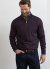Autumn Crest Suede Trim Quarter-Zip in Midnight Grape by Peter Millar