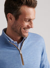Autumn Crest Suede Trim Quarter-Zip in Ruddy Blue by Peter Millar