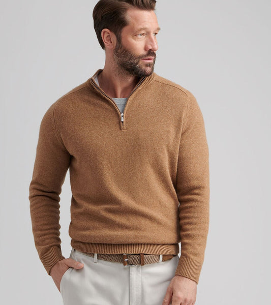 Crescent Quarter-Zip Sweater in British Tan by Peter Millar