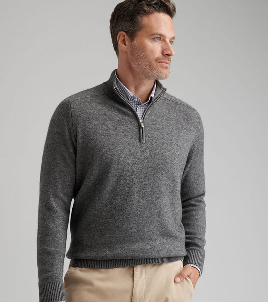 Crescent Quarter-Zip Sweater in Oslo Grey by Peter Millar
