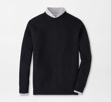 Autumn Crest Honeycomb Crewneck Sweater in Black by Peter Millar
