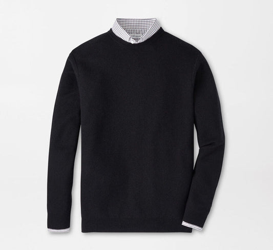 Autumn Crest Honeycomb Crewneck Sweater in Black by Peter Millar