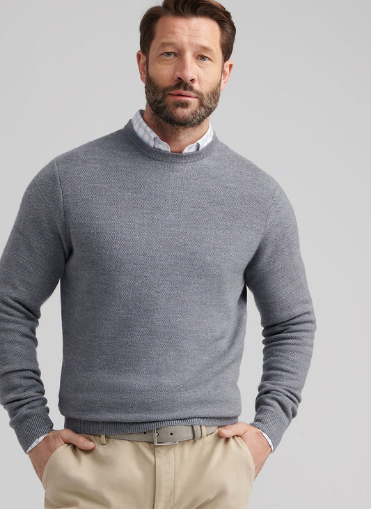 Autumn Crest Honeycomb Crewneck Sweater in Gale Grey by Peter Millar