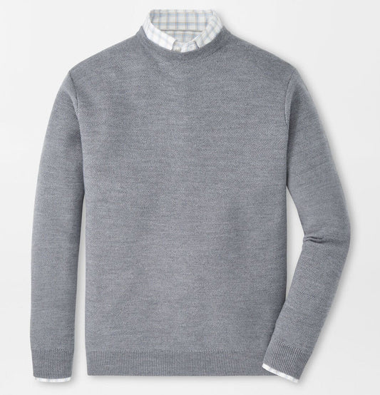 Autumn Crest Honeycomb Crewneck Sweater in Gale Grey by Peter Millar