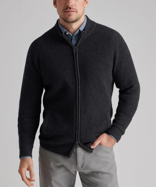 Crescent Full Zip Sweater in Charcoal by Peter Millar