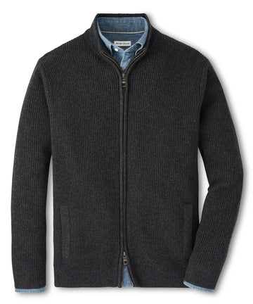 Crescent Full Zip Sweater in Charcoal by Peter Millar