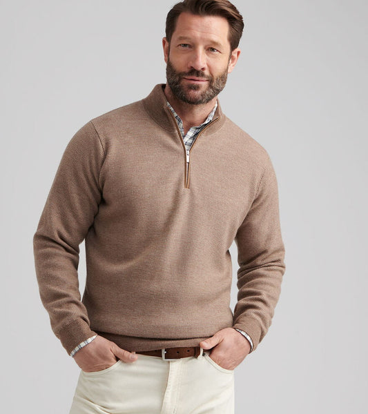 West Quarter-Zip Sweater in Poplar Brown by Peter Millar