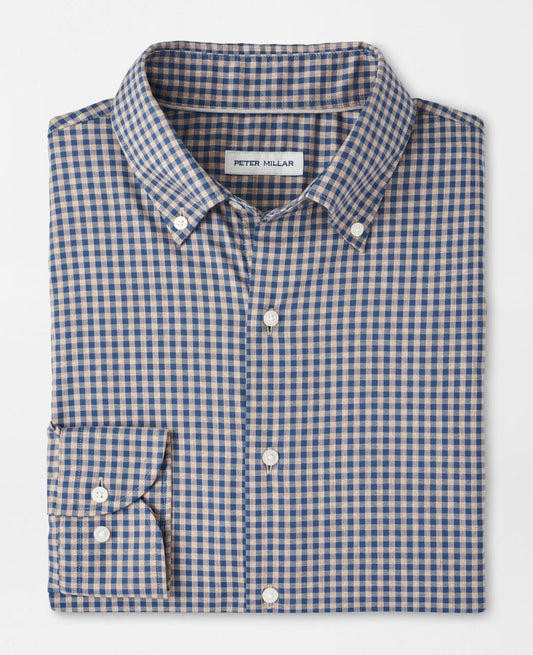 Conway Crown Lite Cotton-Stretch Sport Shirt in Poplar Brown by Peter Millar