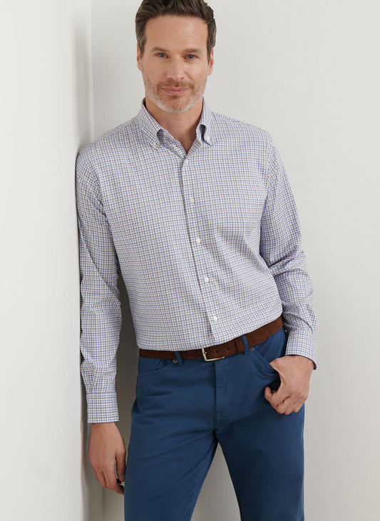 Julian Crown Lite Cotton-Stretch Sport Shirt in Evening Tide by Peter Millar
