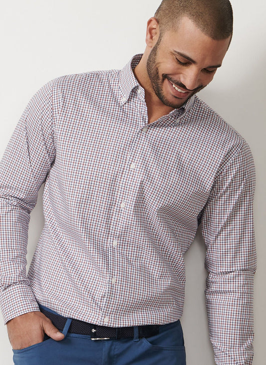 Julian Crown Lite Cotton-Stretch Sport Shirt in Navy by Peter Millar