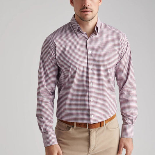 Cashiers Performance Twill Sport Shirt in Sparrow Red by Peter Millar