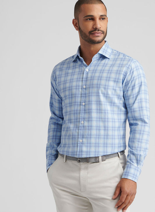 Bar Harbor Performance Flannel Sport Shirt in Ruddy Blue by Peter Millar