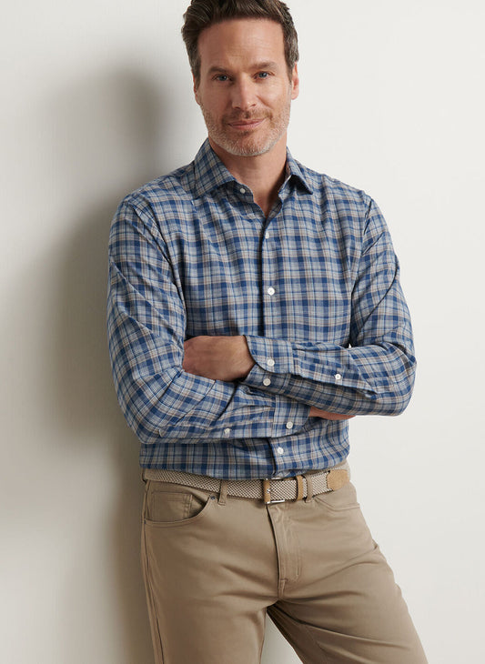 Whitecap Performance Flannel Sport Shirt in Blue Haze by Peter Millar