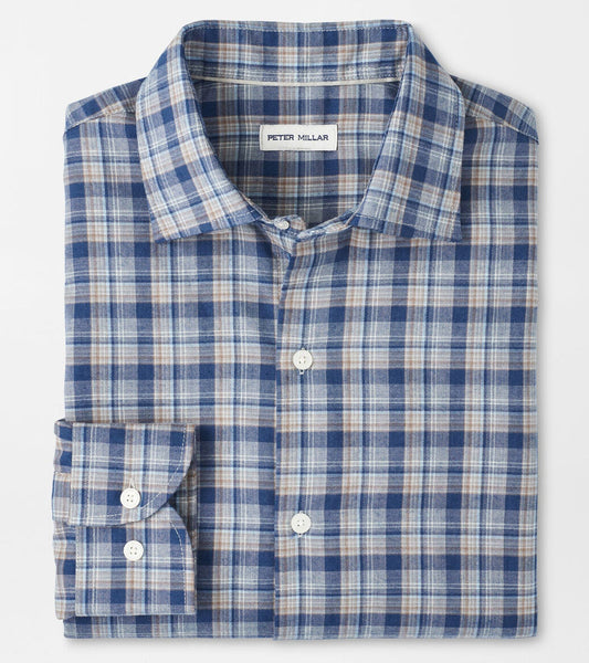 Whitecap Performance Flannel Sport Shirt in Blue Haze by Peter Millar