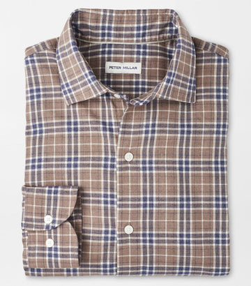 Big Bear Performance Flannel Sport Shirt in Poplar Brown by Peter Millar
