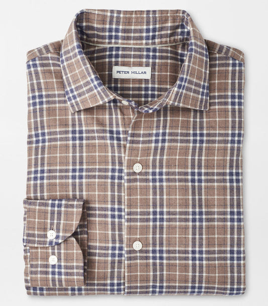 Big Bear Performance Flannel Sport Shirt in Poplar Brown by Peter Millar