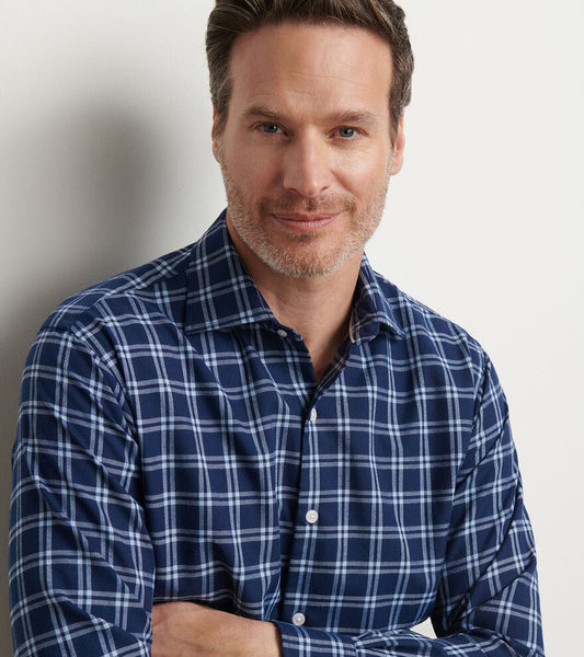 Mystic Performance Flannel Sport Shirt in Navy by Peter Millar