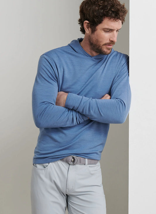 Excursionist Flex Heathered Hoodie in Lunar Blue by Peter Millar
