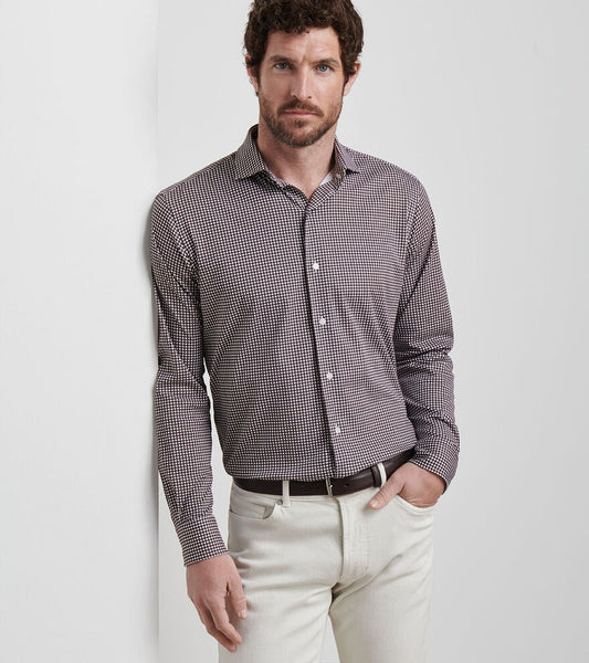 Excursionist Flex Gingham Sport Shirt in Antique Walnut by Peter Millar