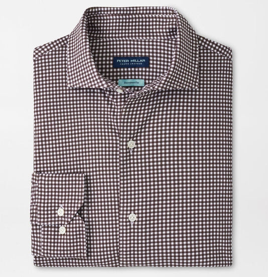 Excursionist Flex Gingham Sport Shirt in Antique Walnut by Peter Millar