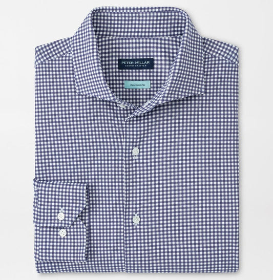 Excursionist Flex Ginghham Sport Shirt in Navy by Peter Millar