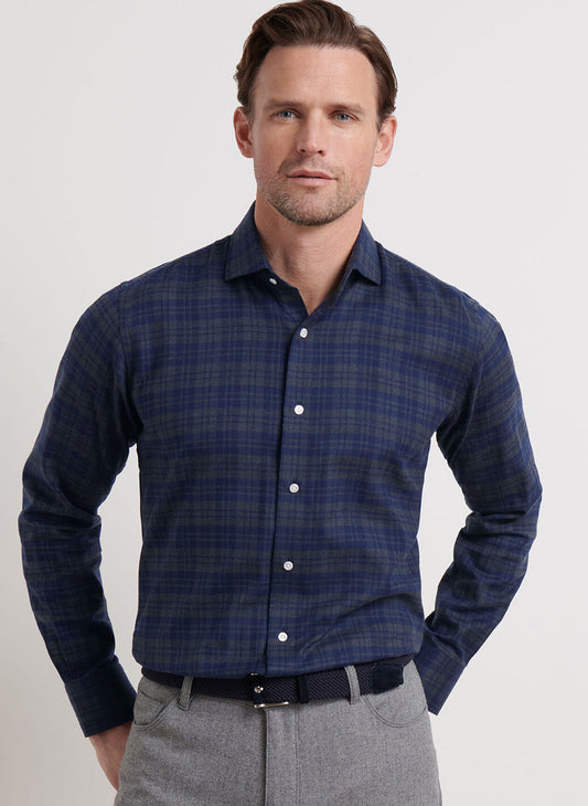 Trentino Italian Flannel Sport Shirt in Navy by Peter Millar