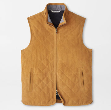 Essex Suede Travel Vest in Whiskey by Peter Millar