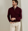 Autumn Crest Suede Trim Quarter-Zip in Bordeaux by Peter Millar