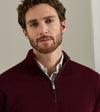 Autumn Crest Suede Trim Quarter-Zip in Bordeaux by Peter Millar