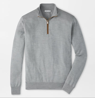 Autumn Crest Suede Trim Quarter-Zip in Battleship Grey by Peter Millar