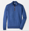Autumn Crest Suede Trim Quarter-Zip in Crown Blue by Peter Millar