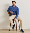 Autumn Crest Suede Trim Quarter-Zip in Crown Blue by Peter Millar
